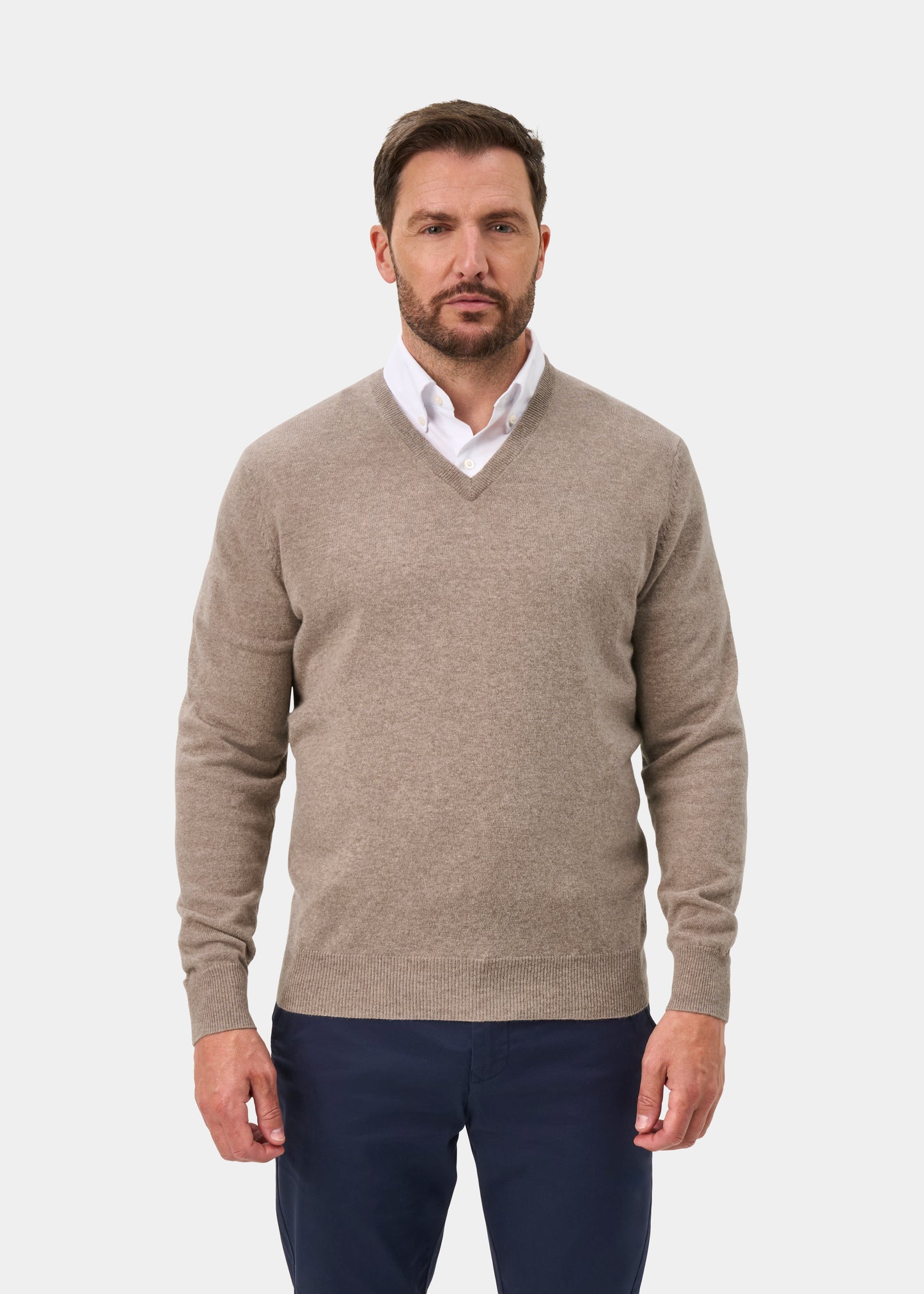 Albury Geelong Wool Jumper in Mushroom - Regular Fit