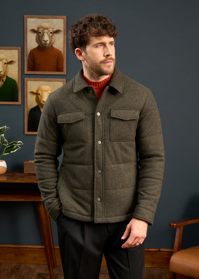 Mens-Knitted-Quilted-Shacket-Olive