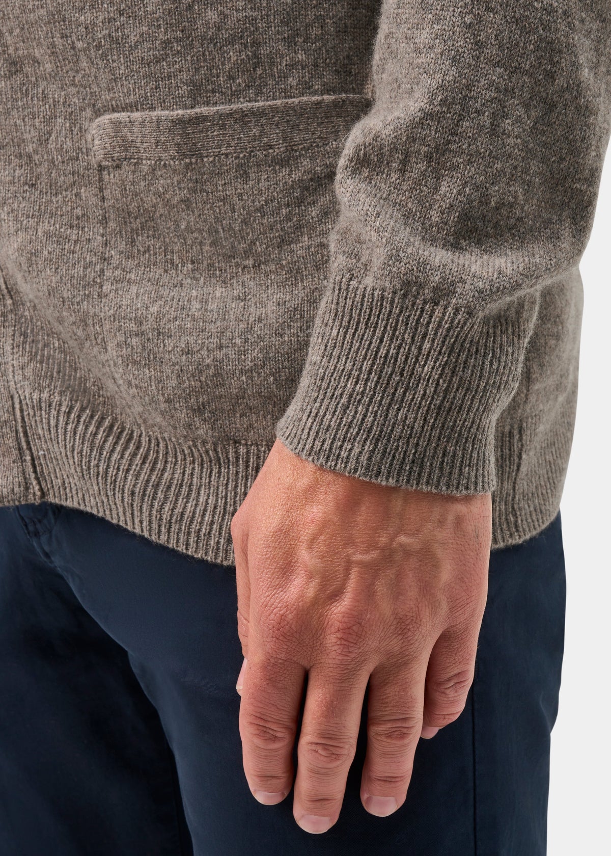 Cornwall Lambswool V-Neck Cardigan In Vole - Classic Fit