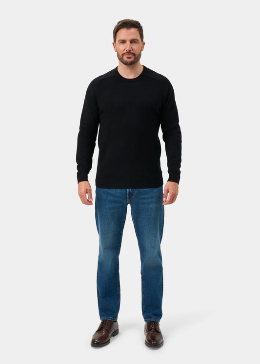 Lenzie Men's Lambswool Jumper In Black - Regular Fit