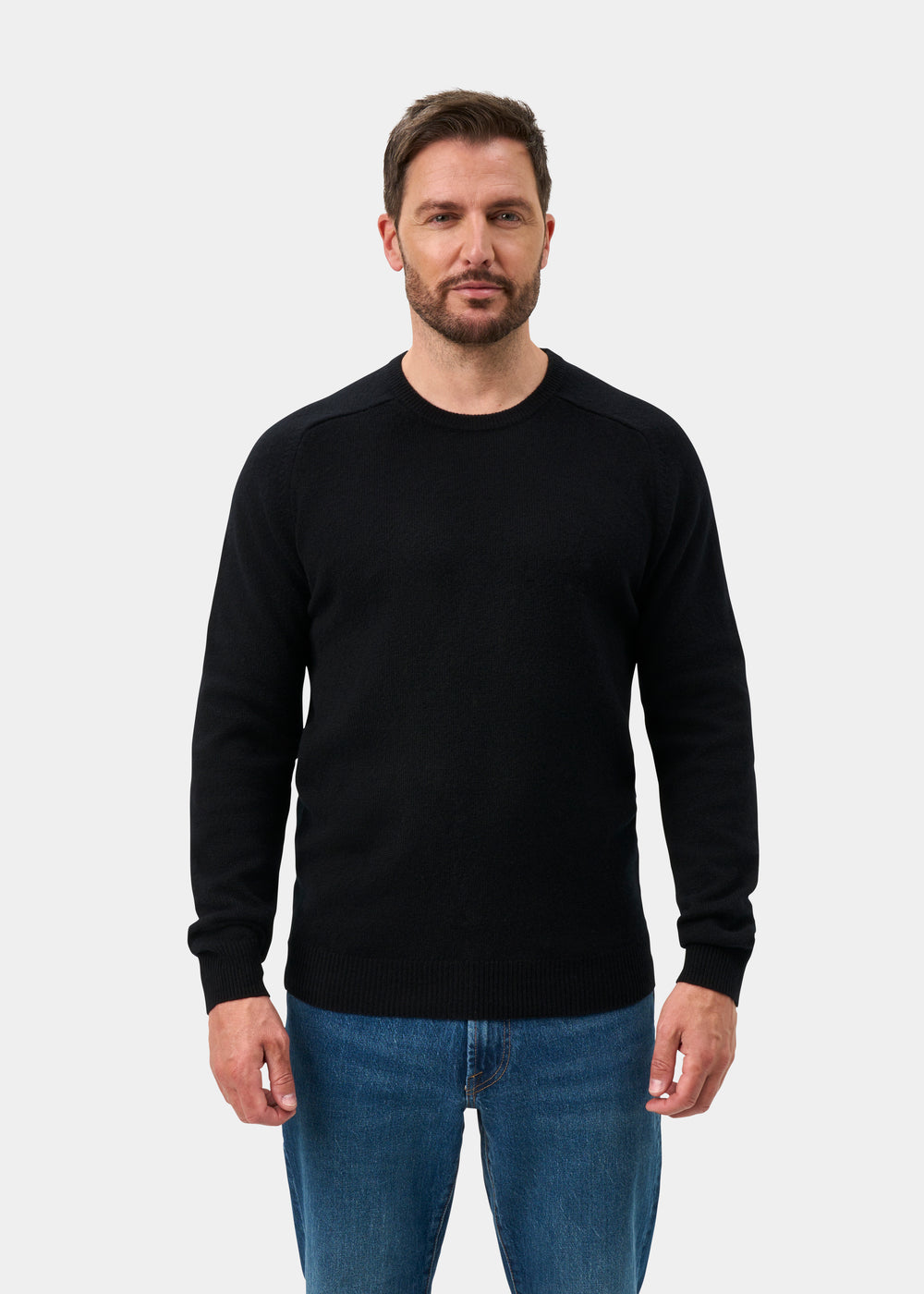 Lenzie Men's Lambswool Jumper In Black - Regular Fit