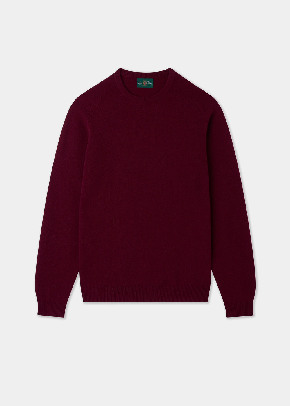 Men's Lambswool Crew Neck Jumper in Bordeaux