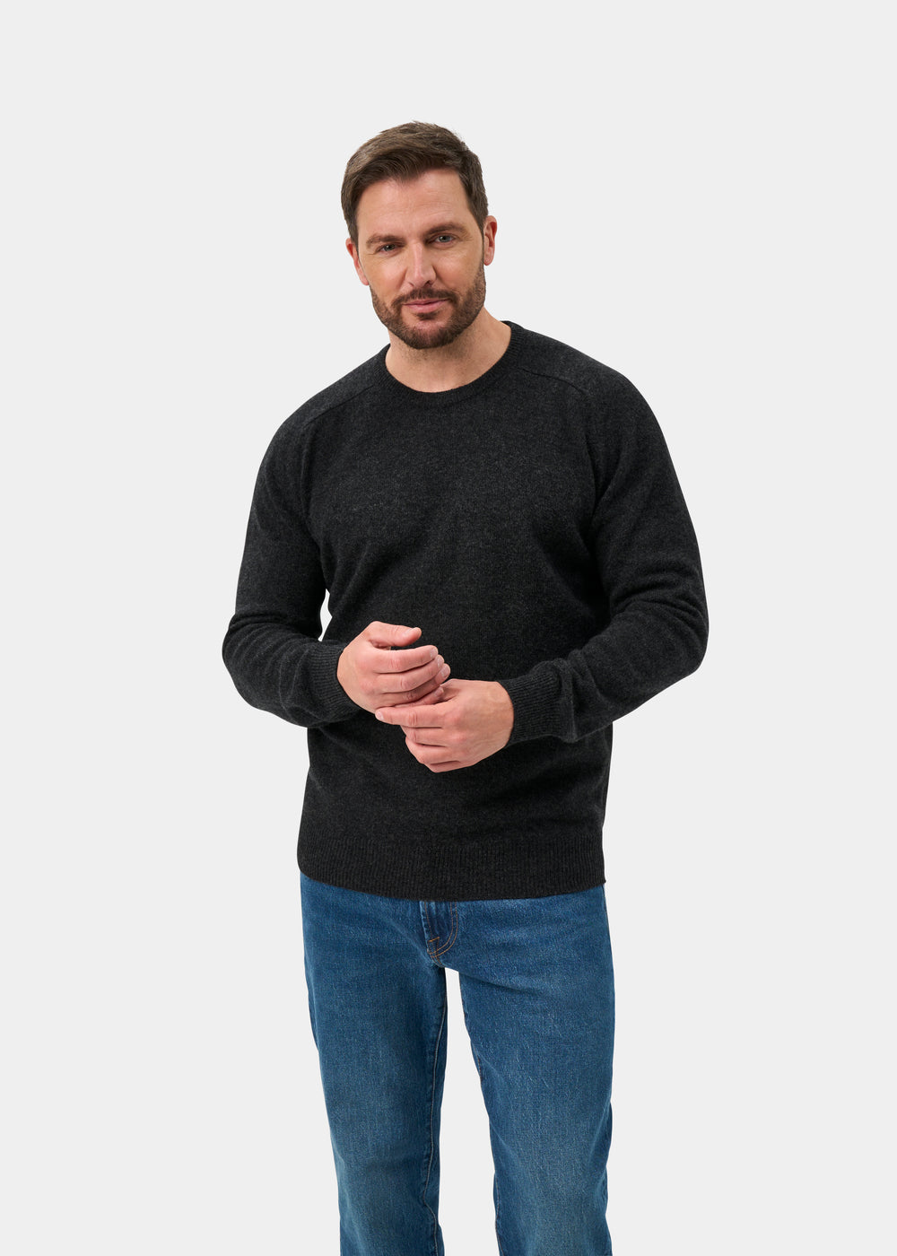 Dorset Men's Lambswool Jumper in Charcoal - Classic Fit