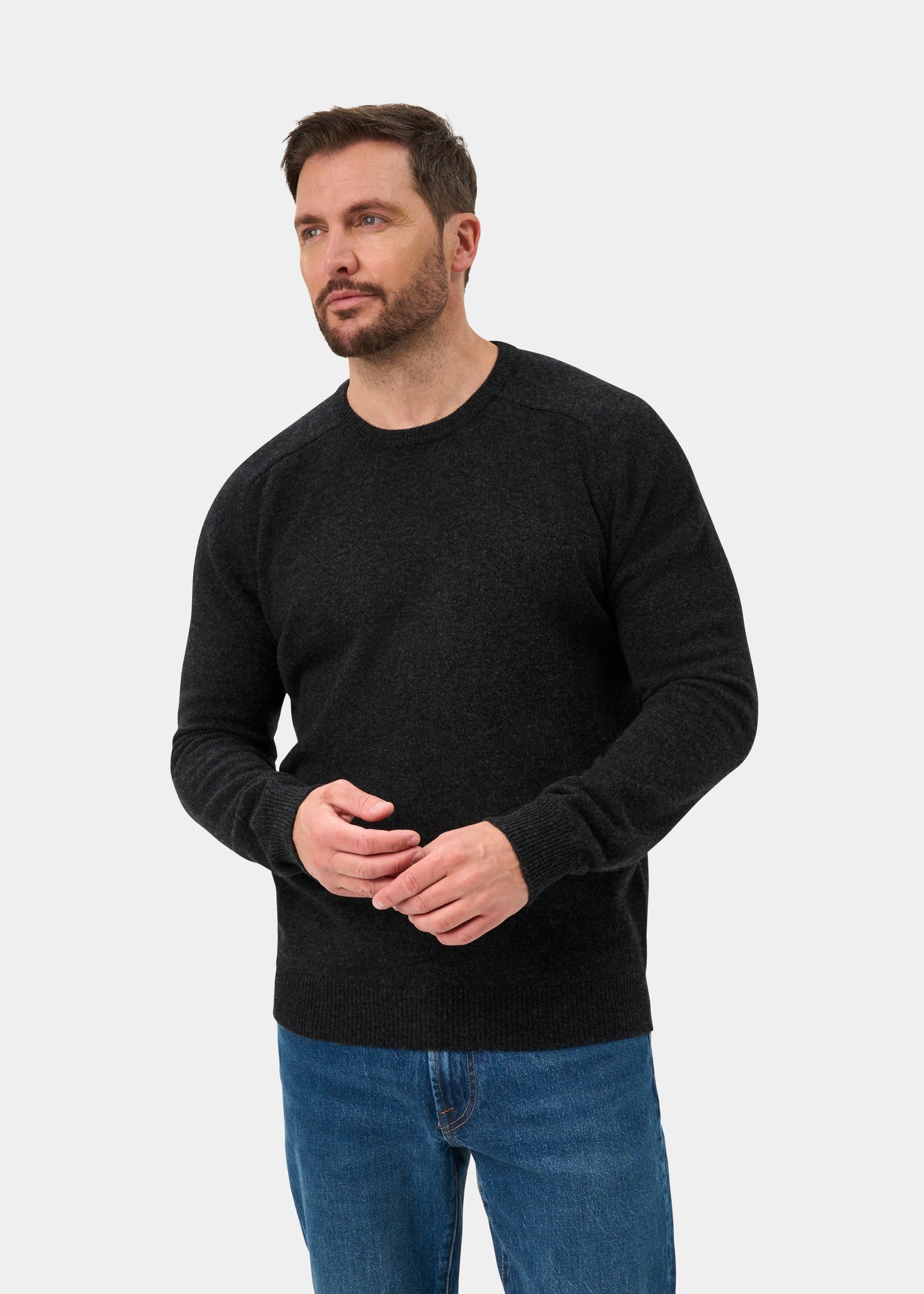Lenzie Men's  Lambswool Jumper In Charcoal - Regular Fit
