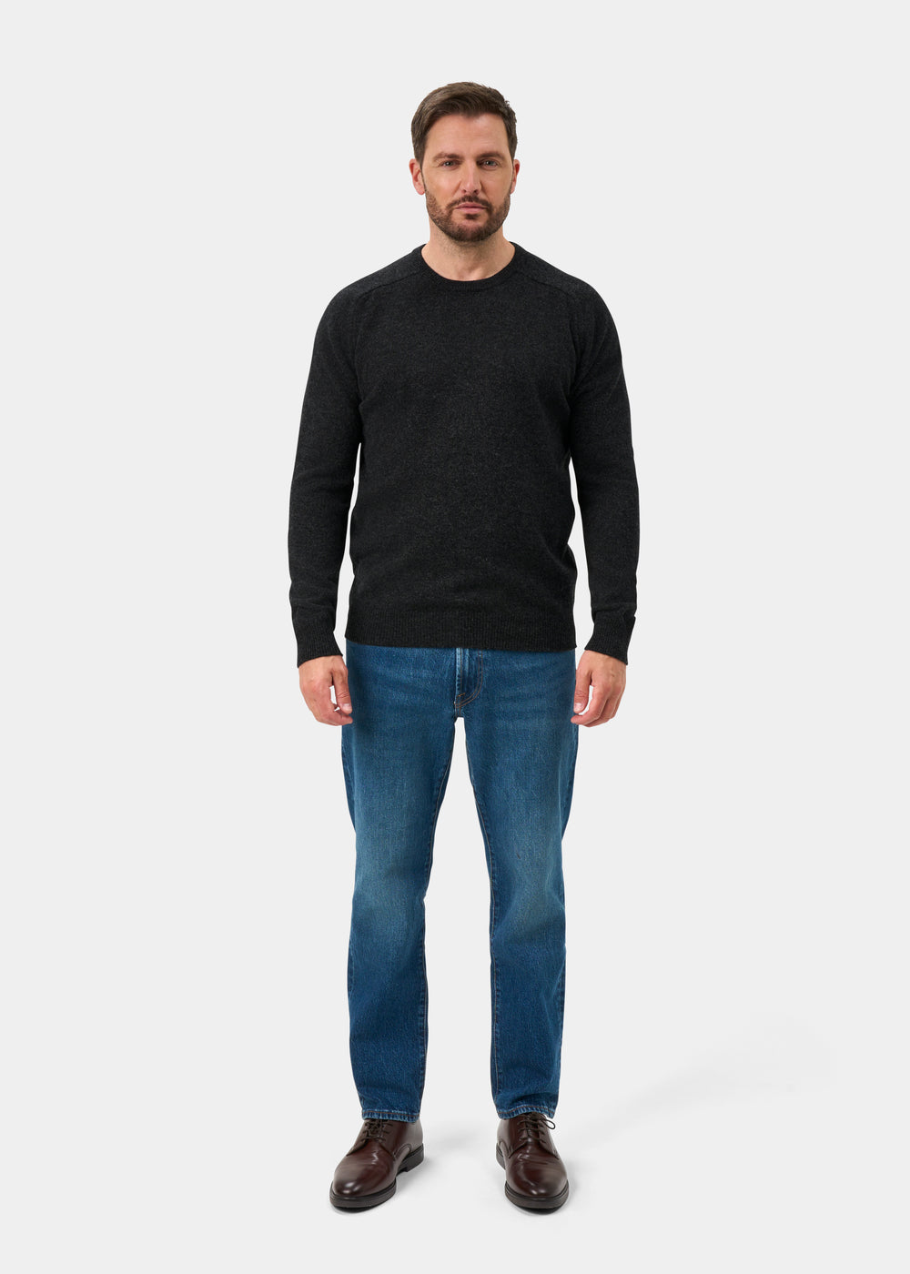 Lenzie Men's  Lambswool Jumper In Charcoal - Regular Fit