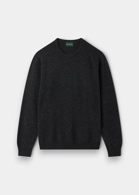 Men's Lambswool Crew Neck Jumper in Charcoal