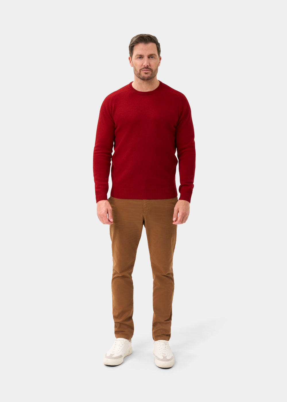 Men's Lambswool Crew Neck Jumper in Dubonnet