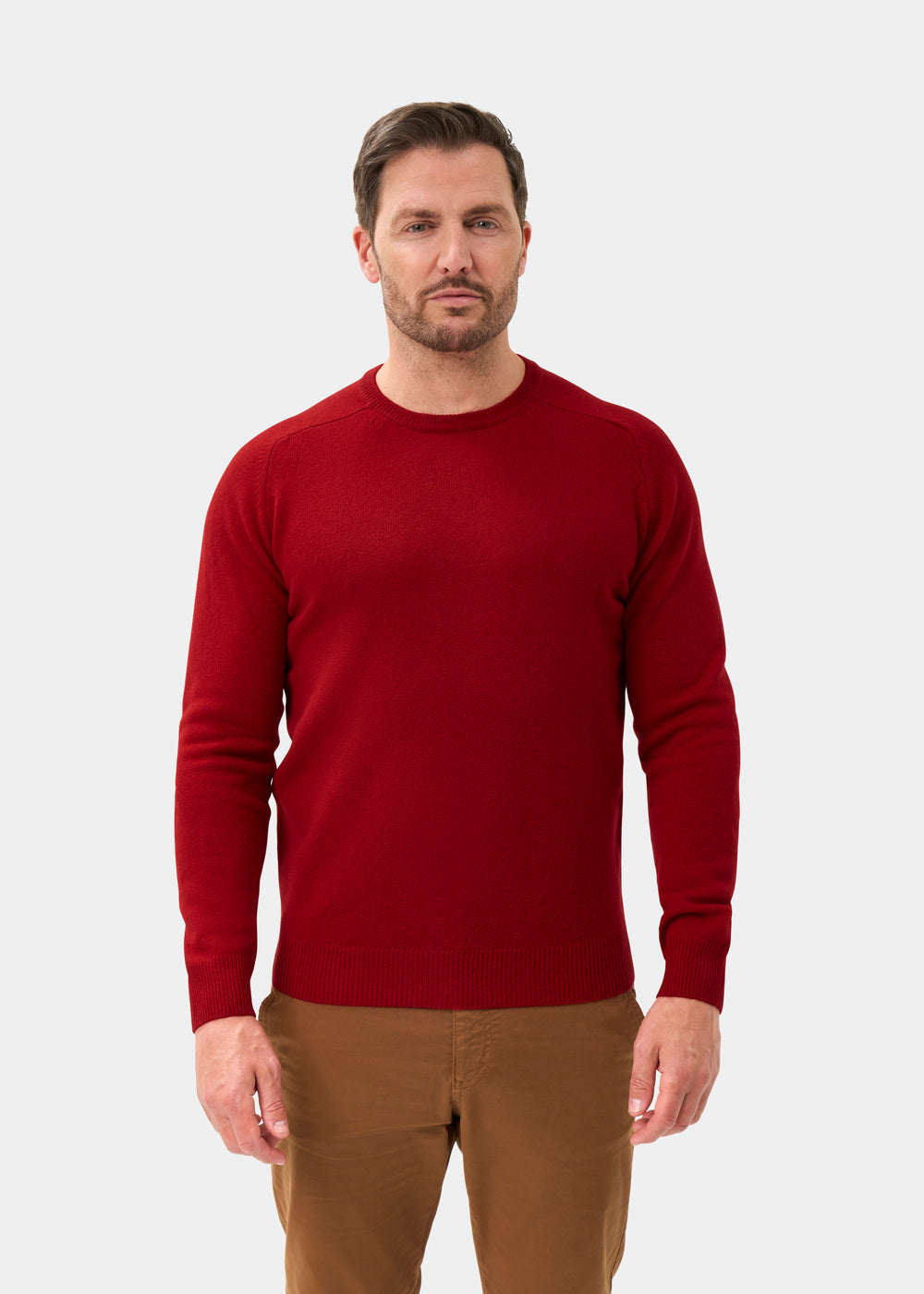 Men's Lambswool Crew Neck Jumper in Dubonnet