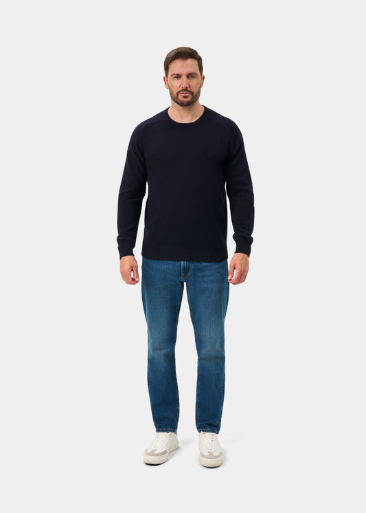 Lenzie Men's Lambswool Jumper In Navy Jumper - Regular Fit