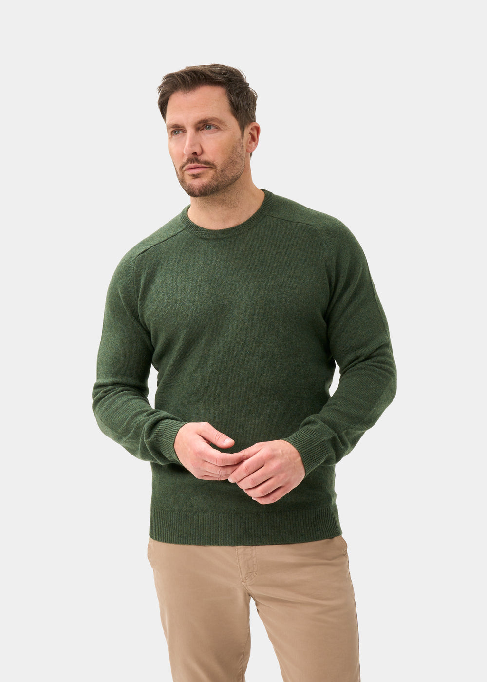 Men's Lambswool Crew Neck Jumper in Rosemary
