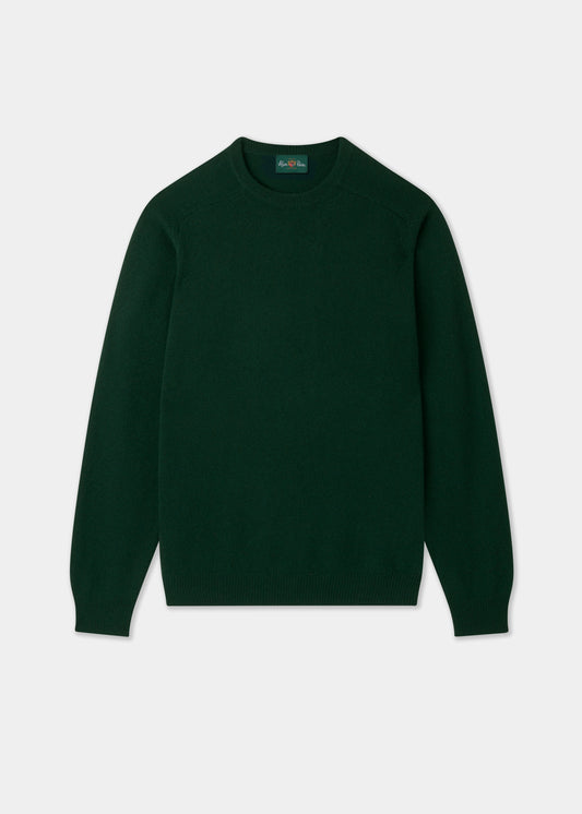 Men's Lambswool Crew Neck Jumper in Tartan Green