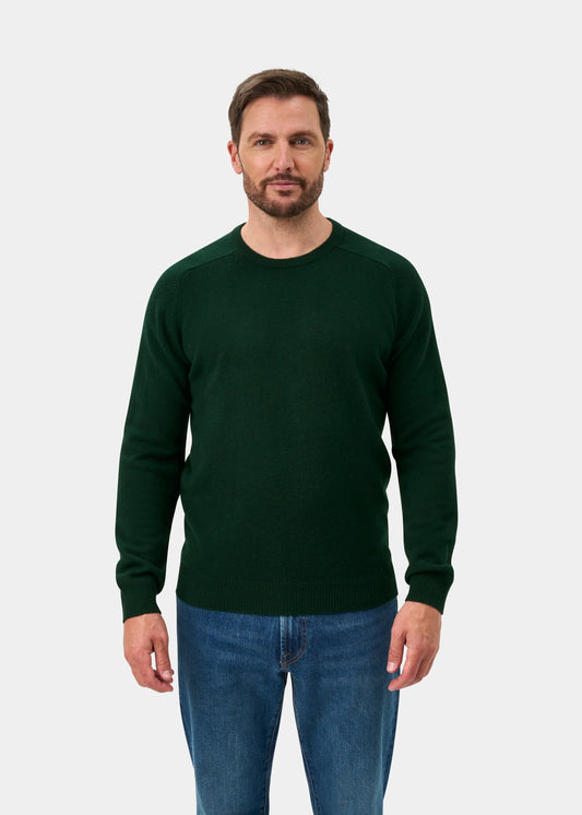 Lenzie Lambswool Crew Neck Jumper In Tartan Green - Regular Fit