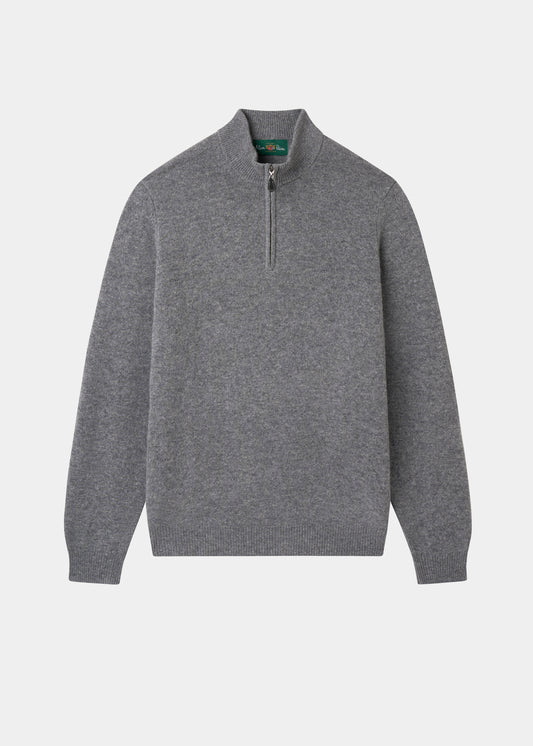Men's Lambswool Quarter Zip Neck Jumper in Grey Mix