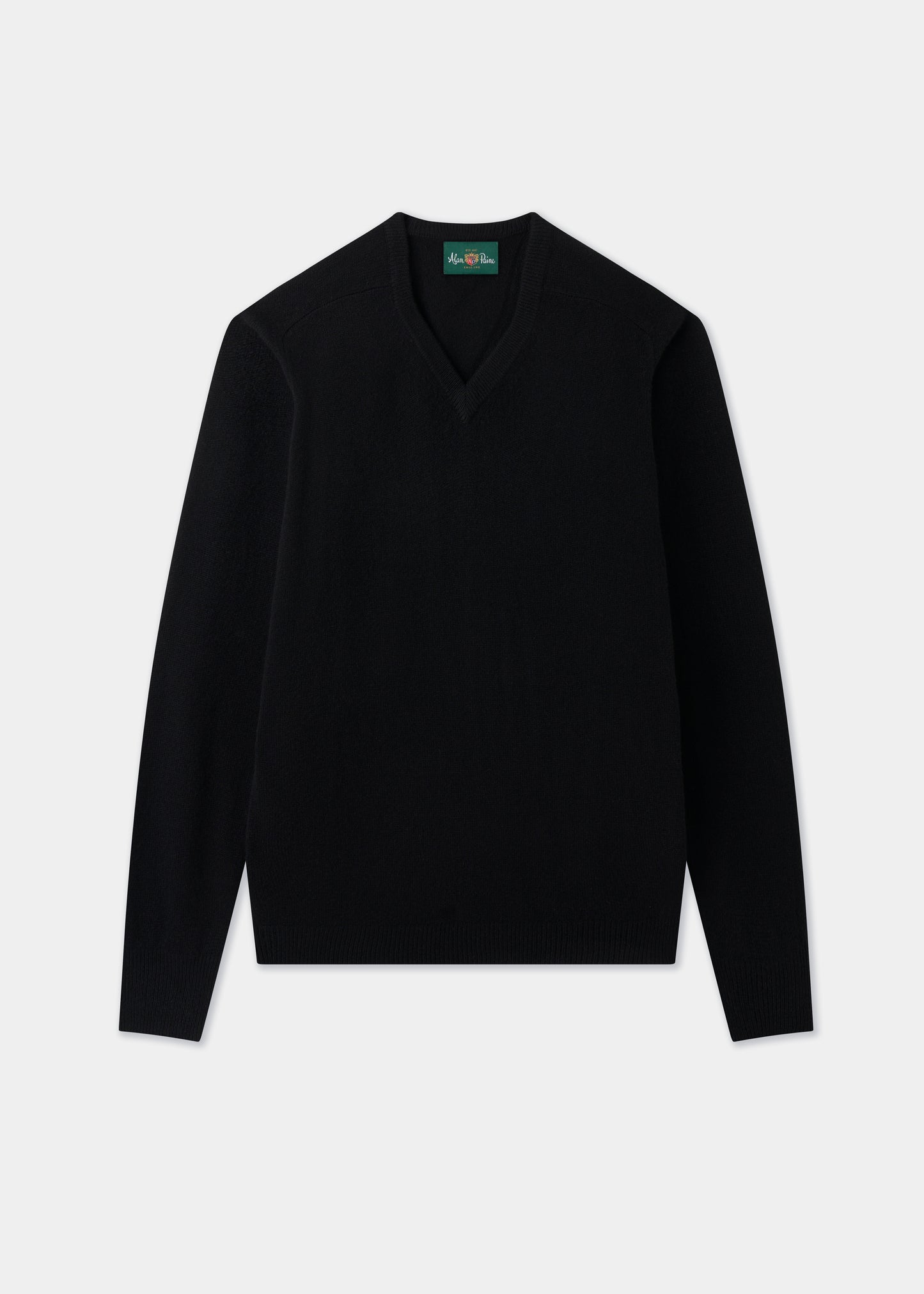 Men's Lambswool Vee Neck Jumper in Black