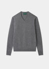 Men's Lambswool Vee Neck Jumper in Grey