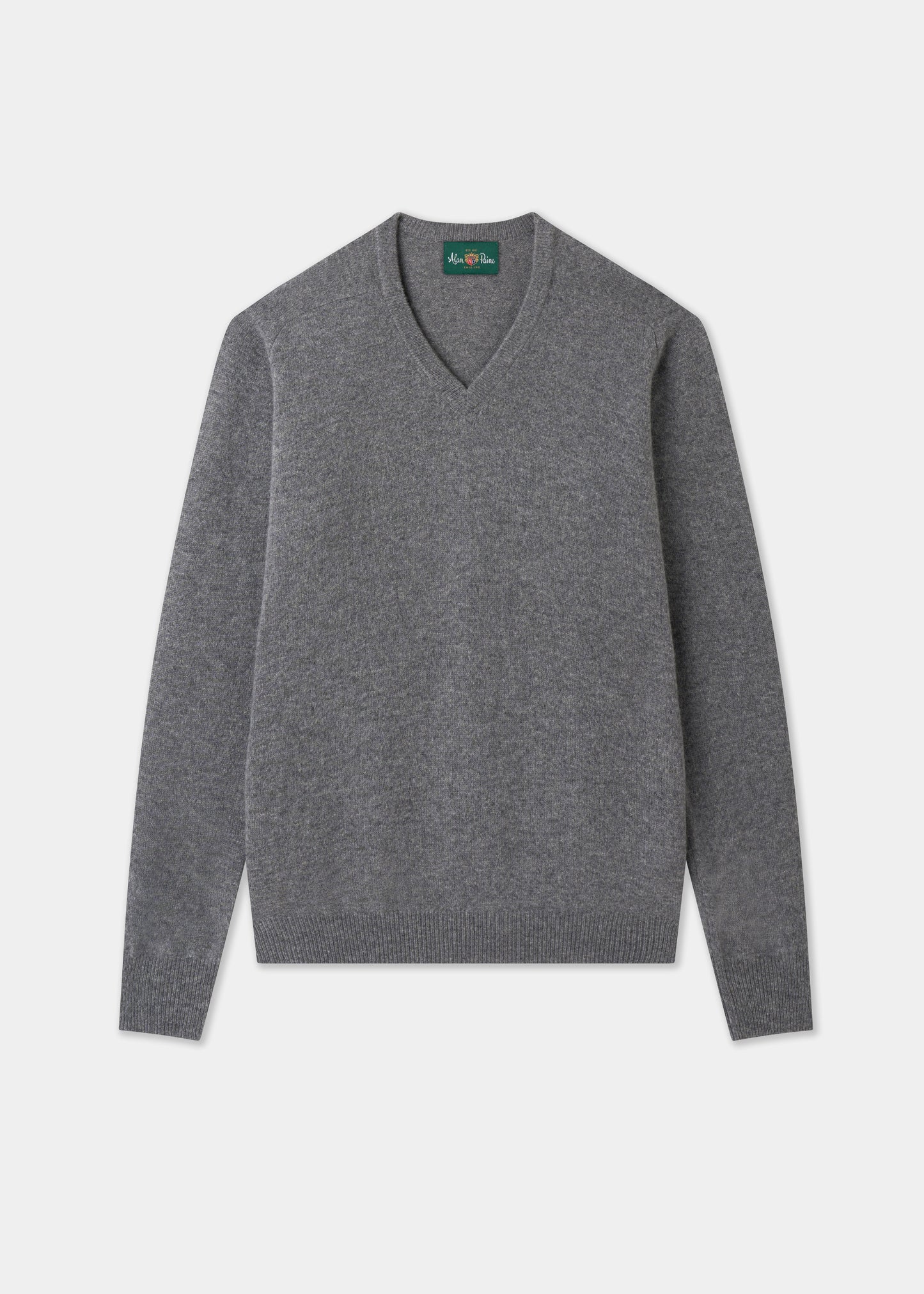 Men's Lambswool Vee Neck Jumper in Grey