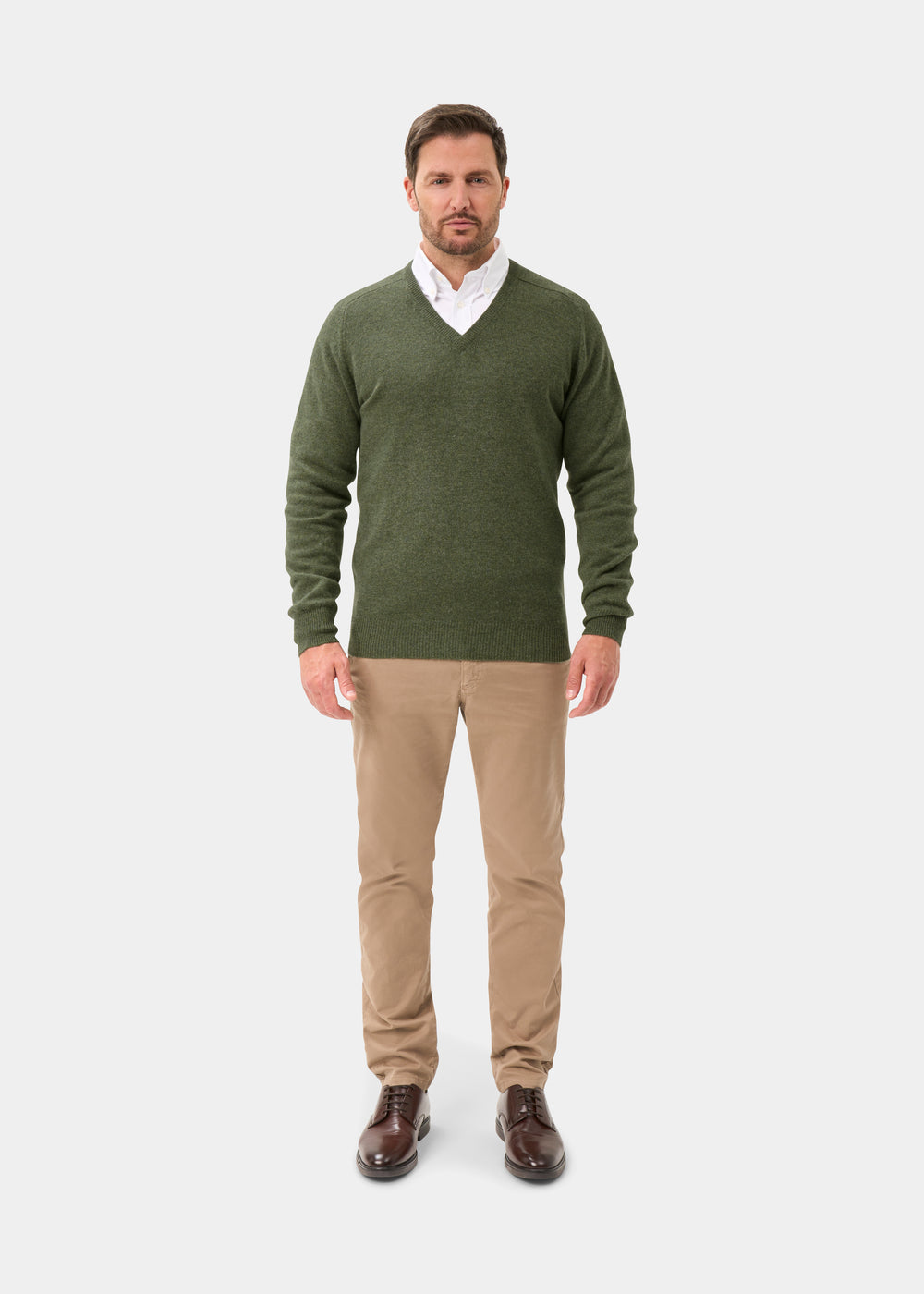 Men's Lambswool Vee Neck Jumper in Landscape