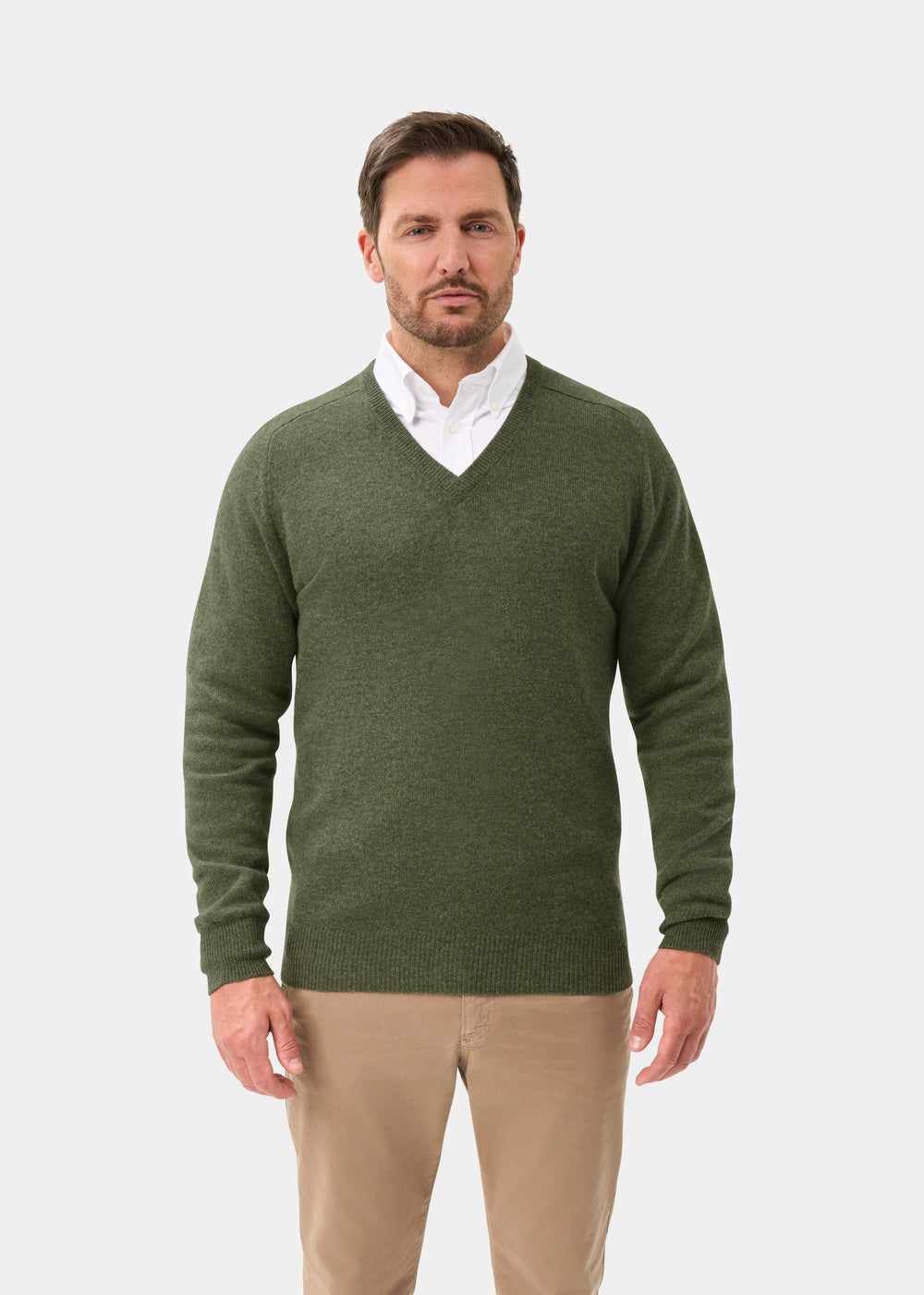 Men's Lambswool Vee Neck Jumper in Landscape