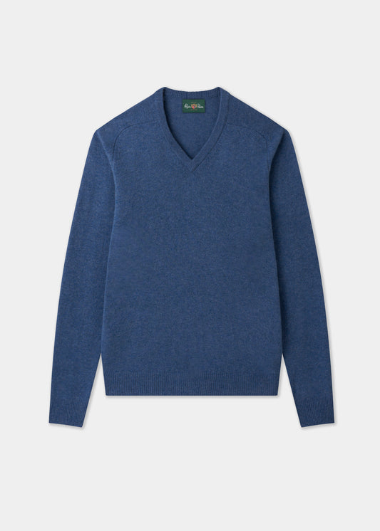 Men's Lambswool Vee Neck Jumper in Rhapsody