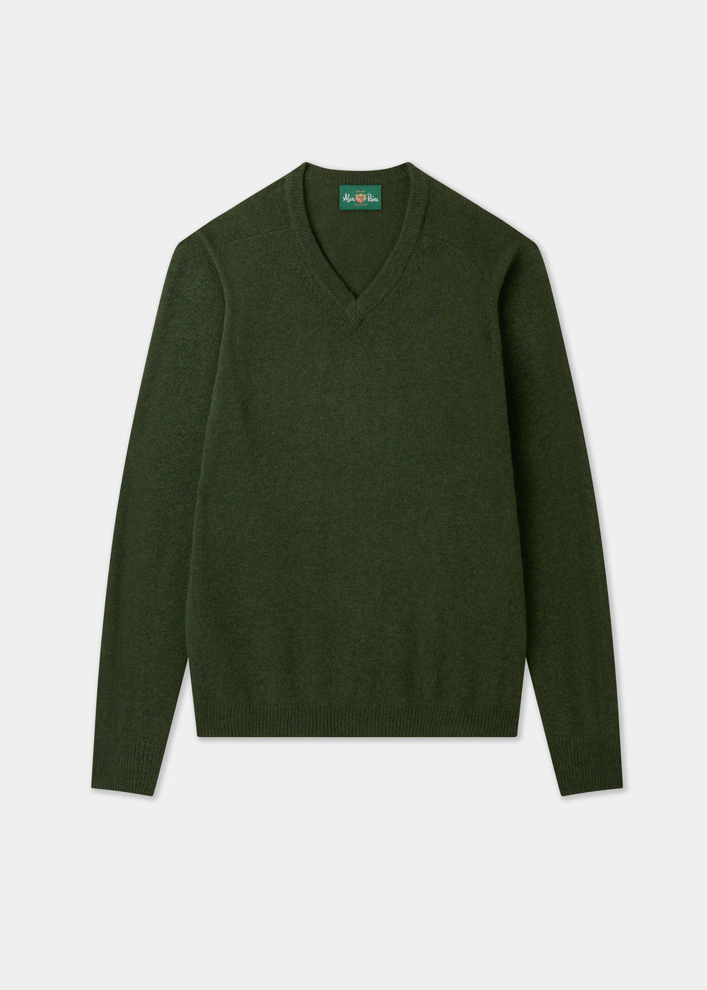 Men's Lambswool Vee Neck Jumper in Rosemary
