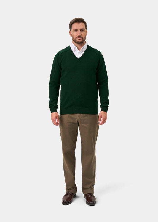 Kilsyth Men's Lambswool Jumper in Tartan Green - Regular Fit