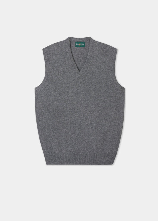 Men's Lambswool Slipover Vee Neck Jumper in Grey