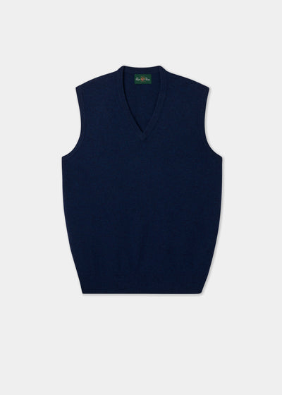 Men's Lambswool Slipover Vee Neck Jumper in Indigo