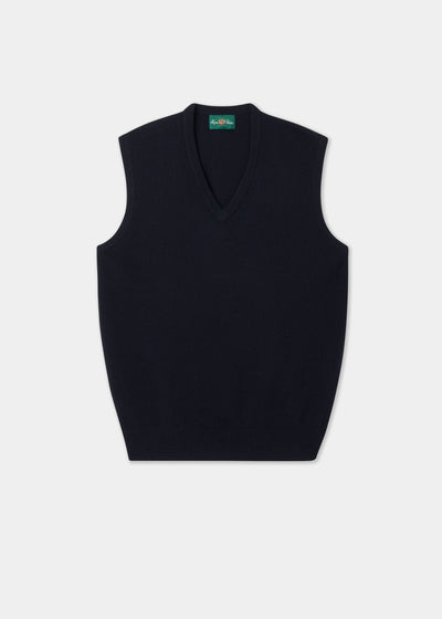 Men's Lambswool Slipover Vee Neck Jumper in Navy