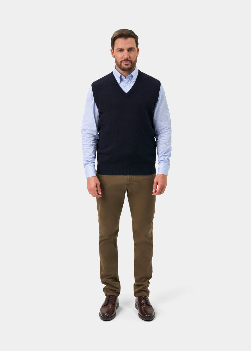 Norfolk Lambswool V-Neck Slipover In Navy - Classic Fit