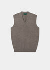 Men's Lambswool Slipover Vee Neck Jumper in Vole