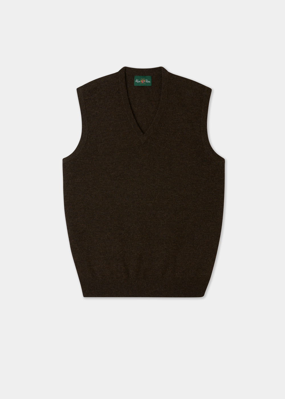 Brown sleeveless sweater on a white background