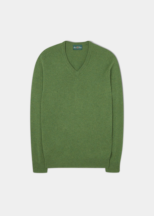 Maglione da uomo in lana d'agnello con collo a V e palmo - Vestibilità regolare