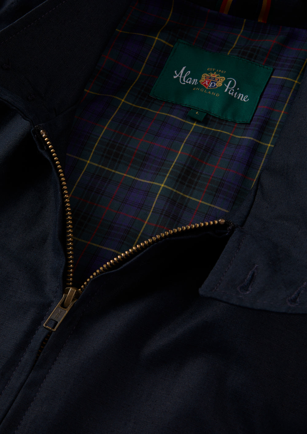 Men's Linen Cotton Bomber Jacket in Navy