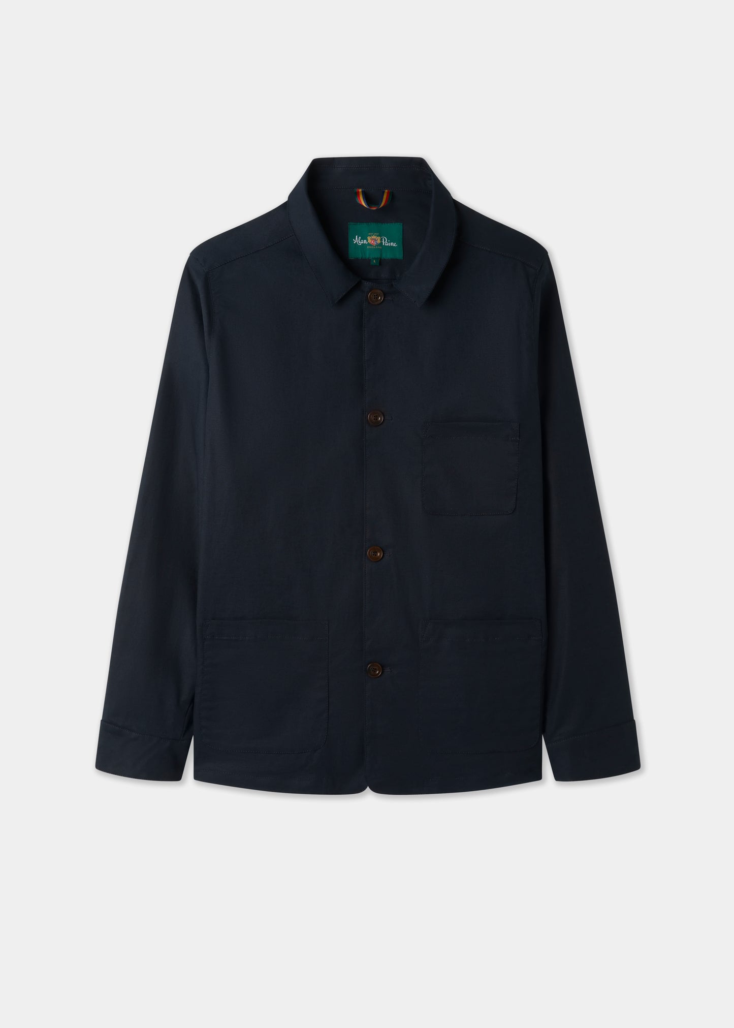 Men's Linen Cotton Shacket in Navy Blue