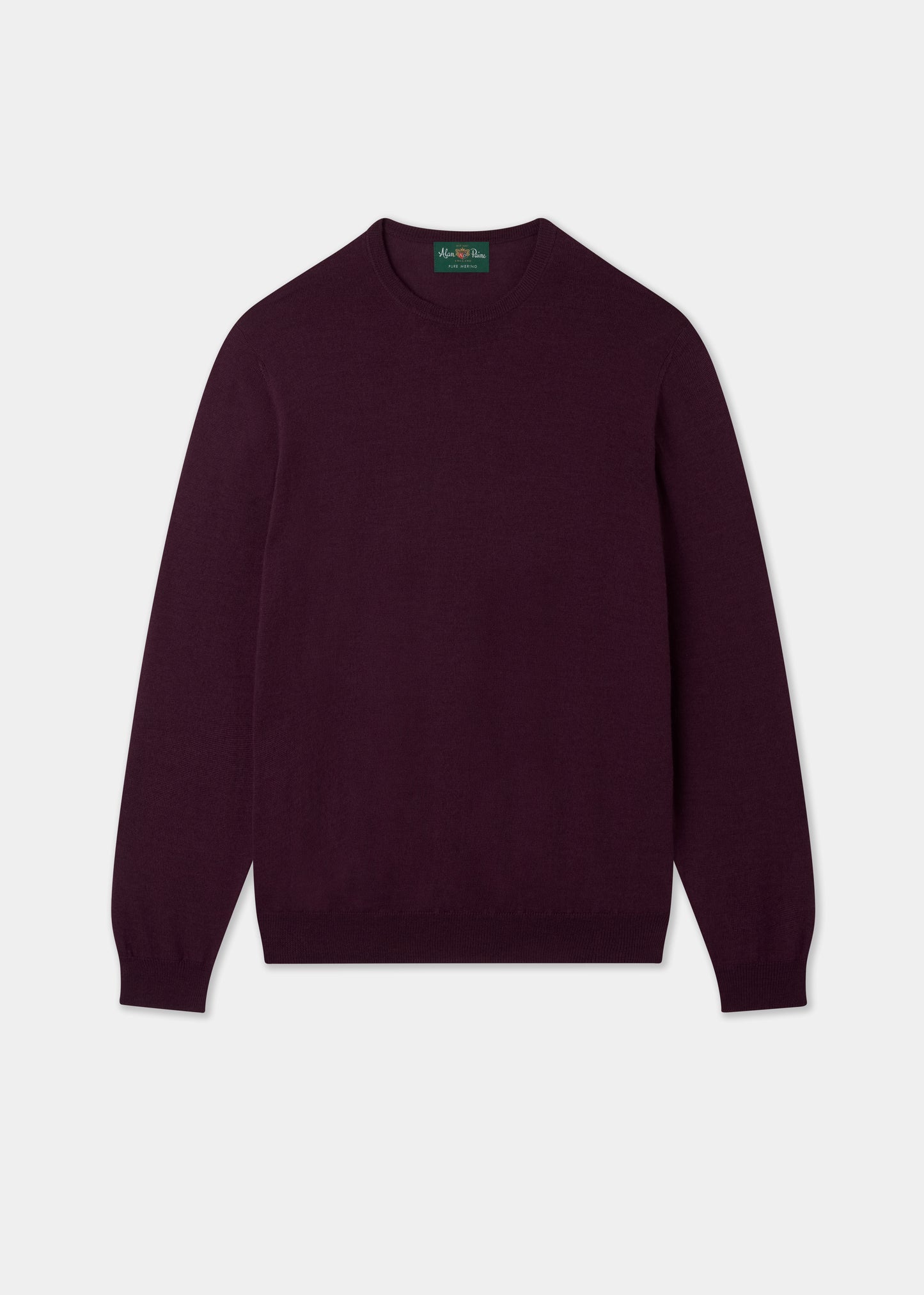 Men's Merino Wool Crew Neck Jumper in Black Grape