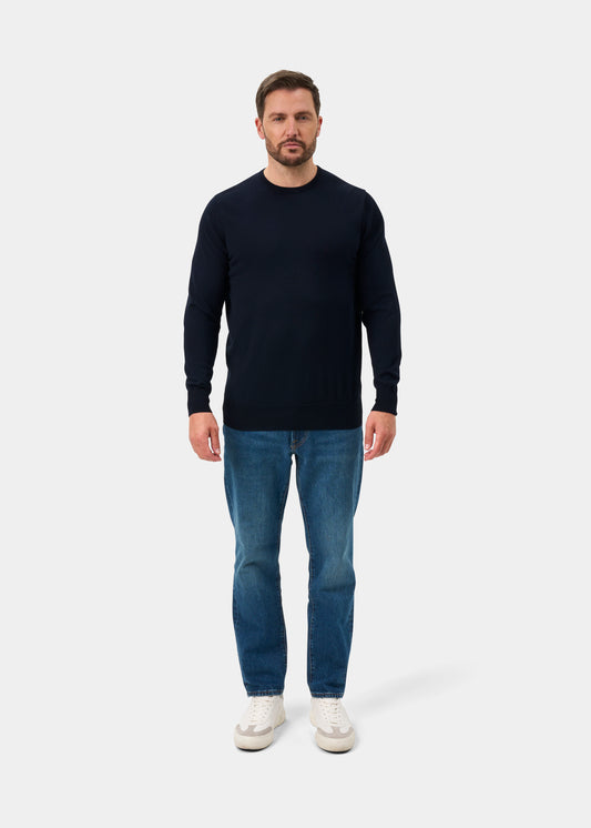 Radstone Men's Merino Wool Jumper in Dark Navy - Regular Fit