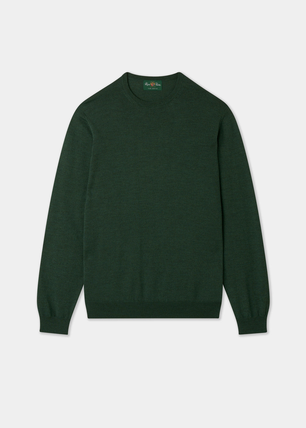 Men's Merino Wool Crew Neck Jumper in Hunter Green