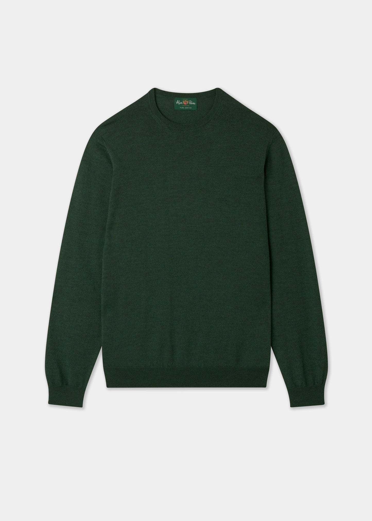 Men's Merino Wool Crew Neck Jumper in Hunter Green