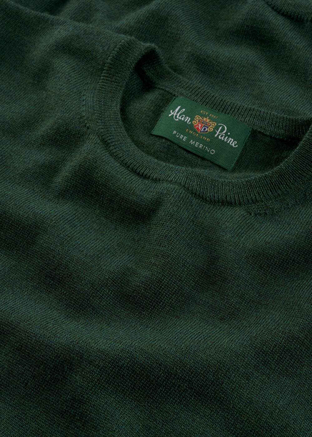 Men's Merino Wool Crew Neck Jumper in Hunter Green