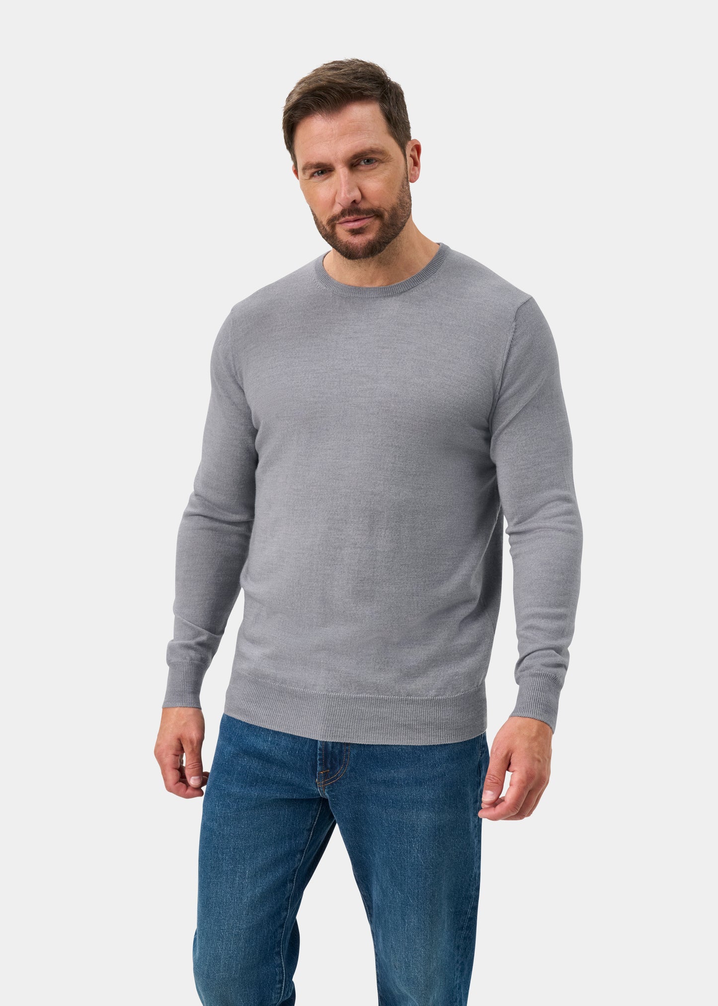 Radstone Men's Merino Wool Jumper in Grey Mix - Regular Fit