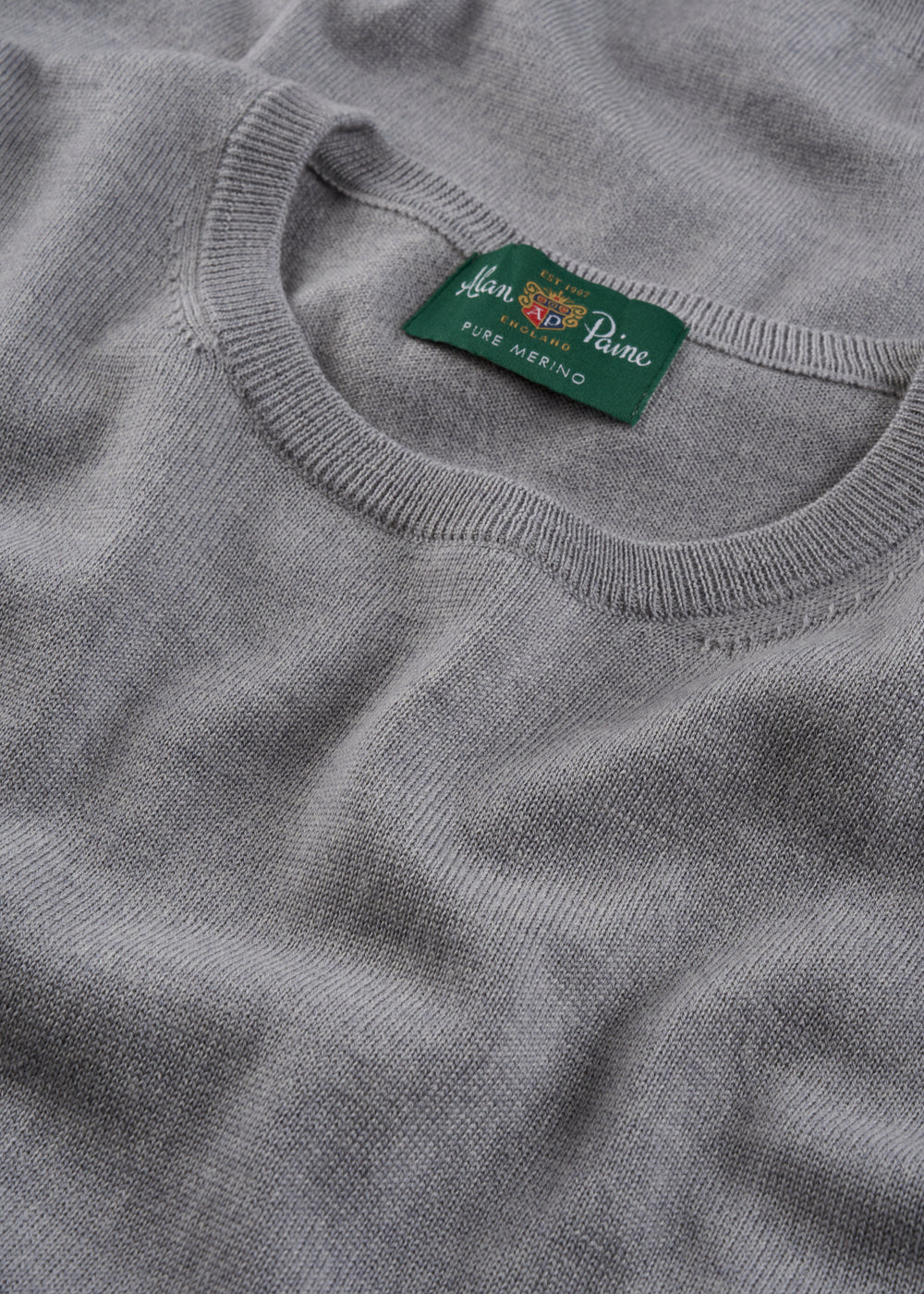 Men's Merino Wool Crew Neck Jumper in Light Grey Mix