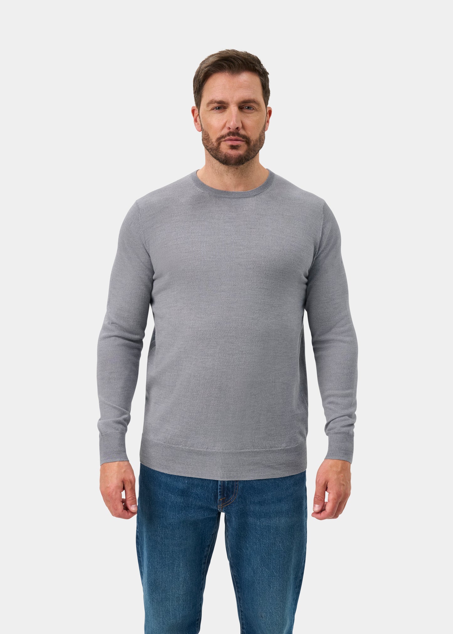 Radstone Men's Merino Wool Jumper in Grey Mix - Regular Fit