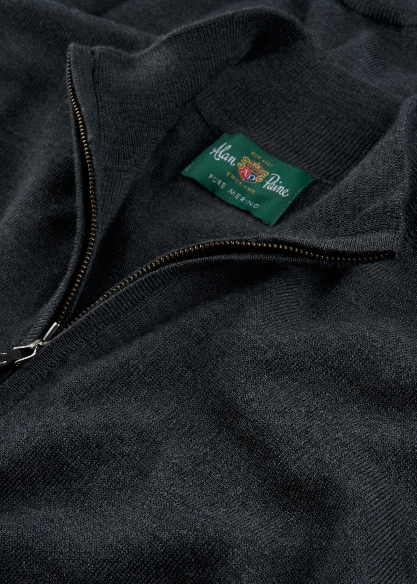 Men's Merino Wool Quarter Zip Neck Jumper in Charcoal