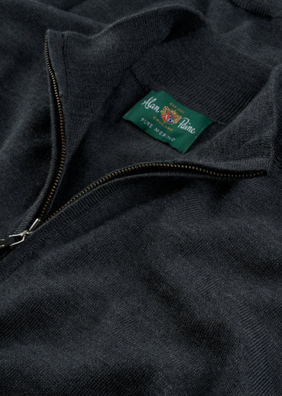 Men's Merino Wool Quarter Zip Neck Jumper in Charcoal