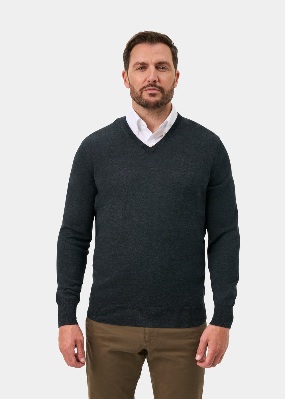 Millbreck Men's Merino Wool Jumper in Charcoal - Regular Fit