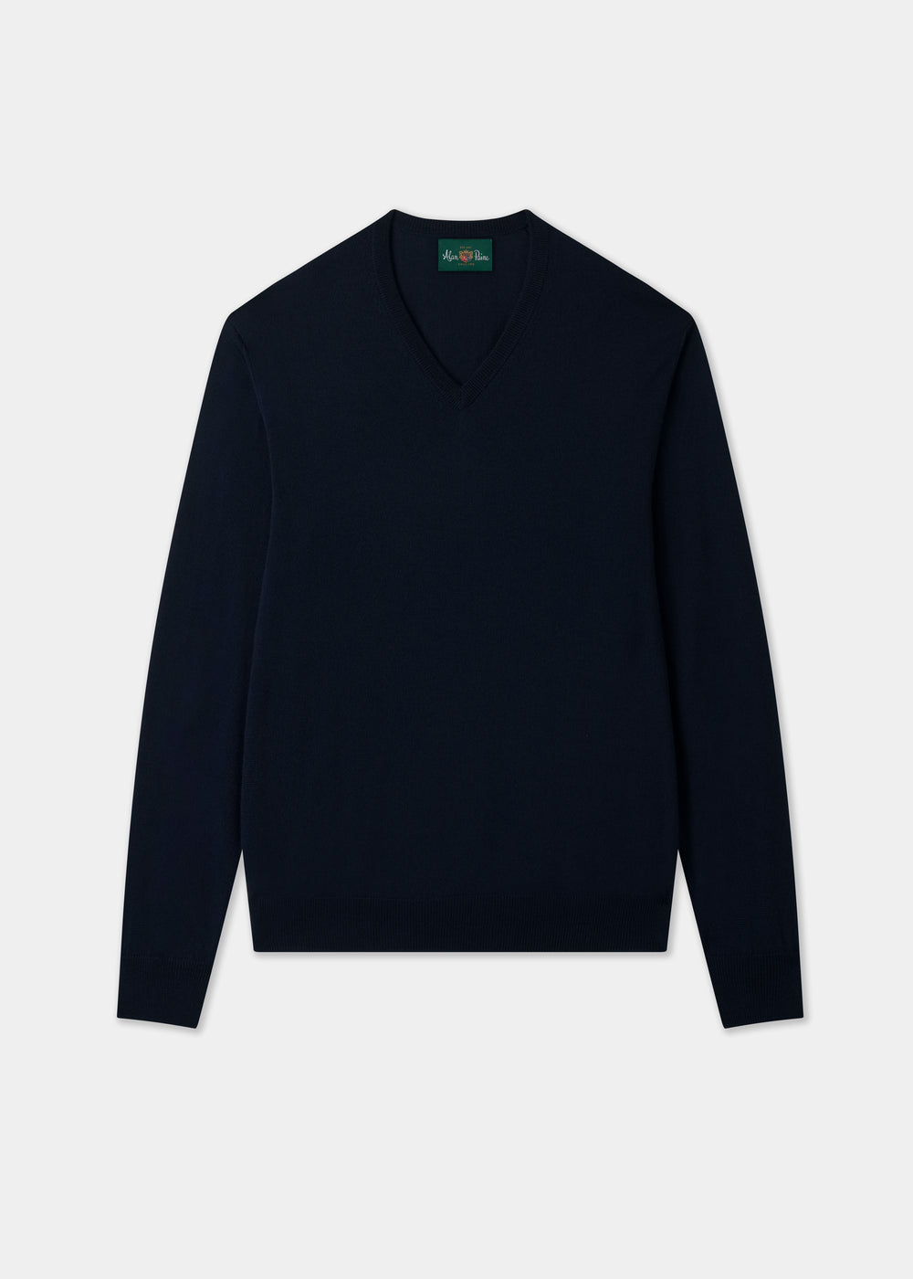 Men's Merino Wool Vee Neck Jumper in Dark Navy