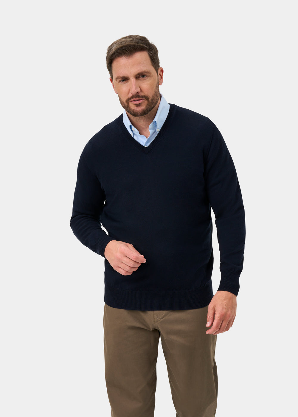 Millbreck Men's Merino Wool Jumper in Dark Navy - Regular Fit