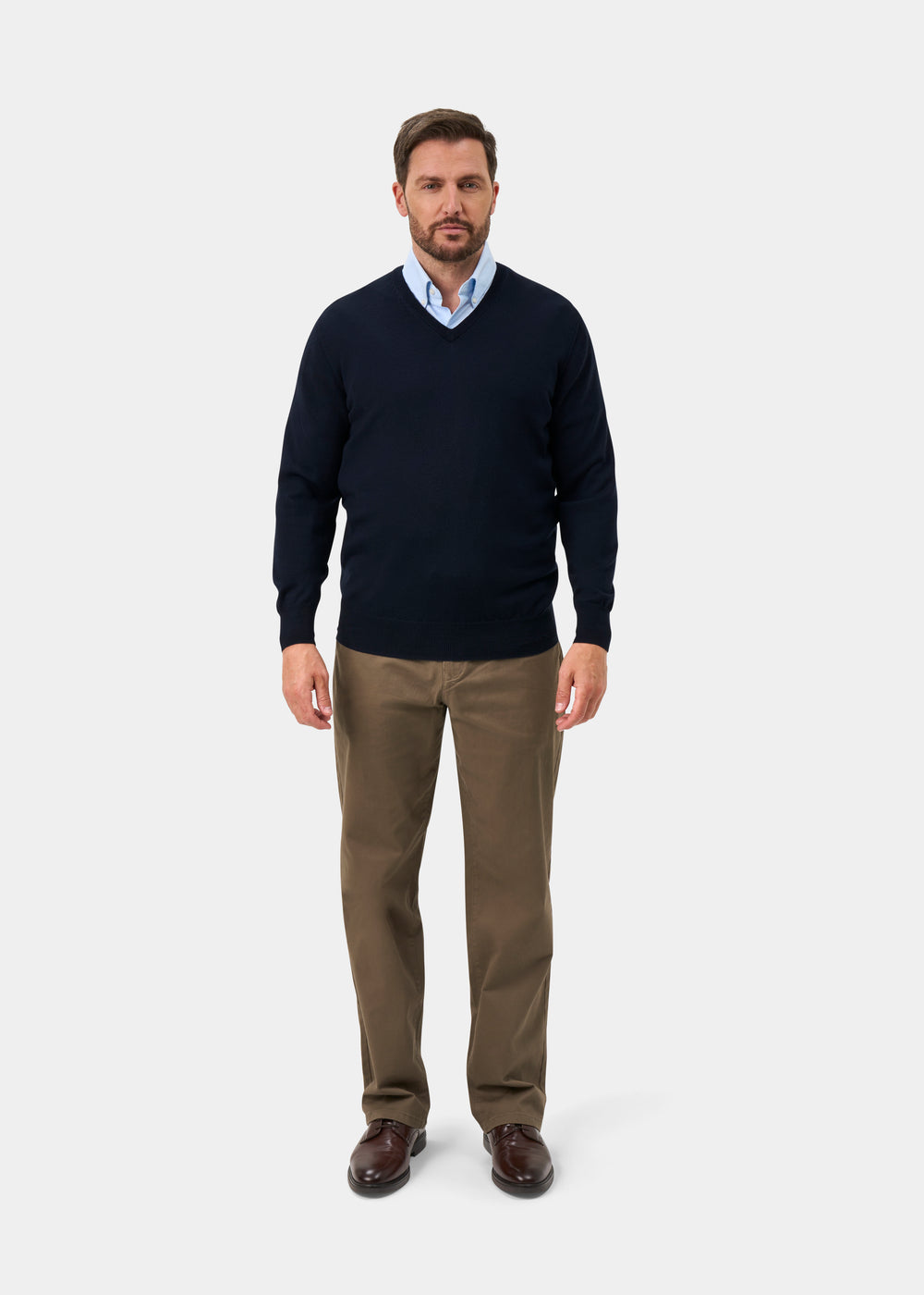 Millbreck Men's Merino Wool Jumper in Dark Navy - Regular Fit