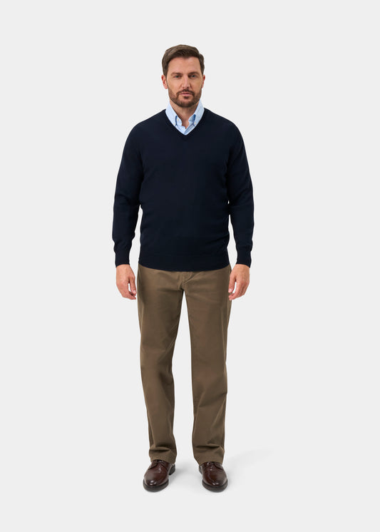 Millbreck Men's Merino Wool Jumper in Dark Navy - Regular Fit