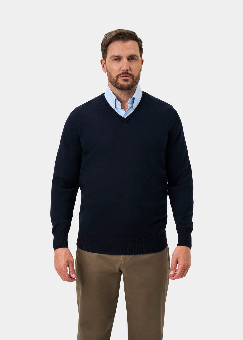 Millbreck Men's Merino Wool Jumper in Dark Navy - Regular Fit